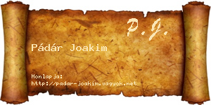 Pádár Joakim névjegykártya